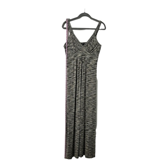 Cable & Gauge Womens Size Large Black Tan Space Dye Knit Maxi Dress V-Neck - Picture 10 of 14